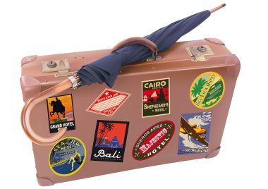 Suitcase and umbrella clipart