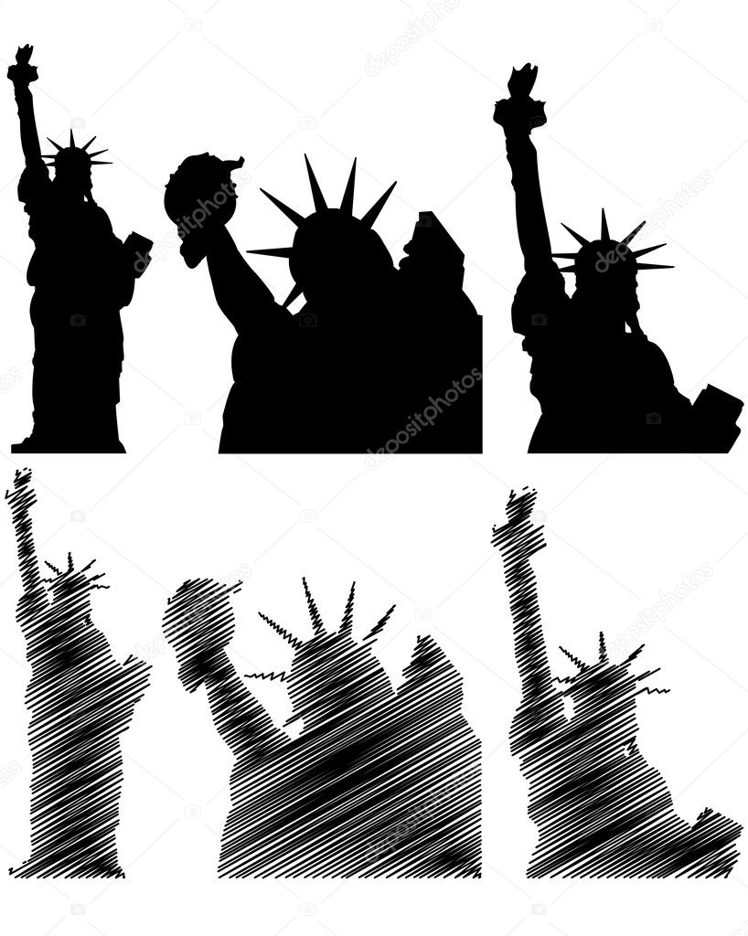 Illustration of new york and statue of liberty