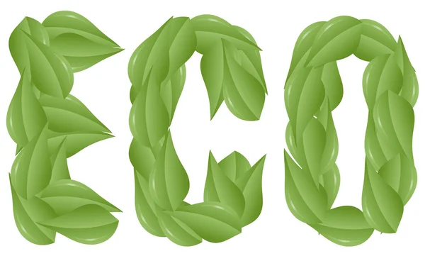 Eco text leaf — Stock Vector