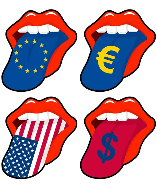 Europe and usa mouth — Stock Vector