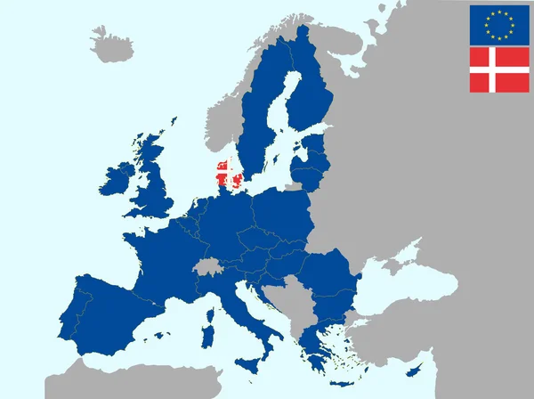 Dänemark in Europa — Stockvektor