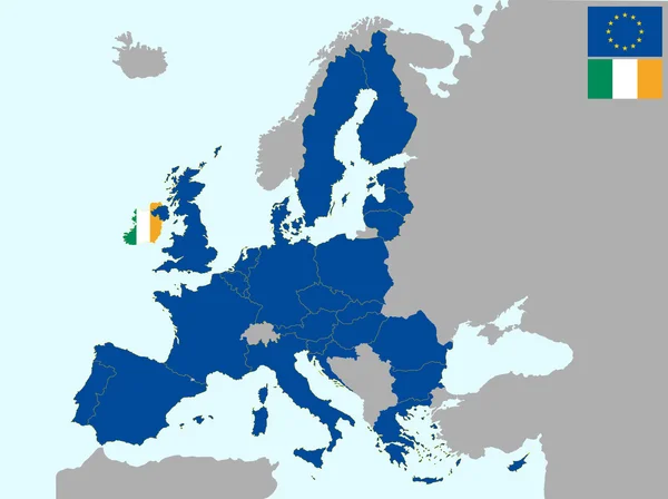 Irland in europa — Stockvektor