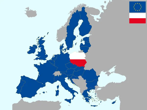 Polônia na europa — Vetor de Stock