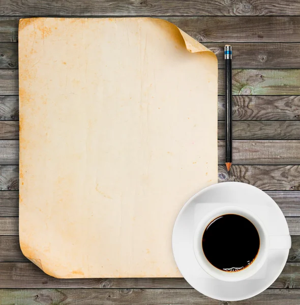 Gamla papper med svart kaffe — Stockfoto