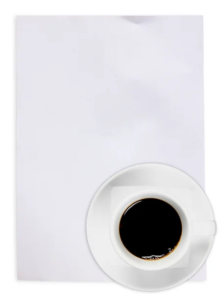 Белая бумага с кофе — стоковое фото
