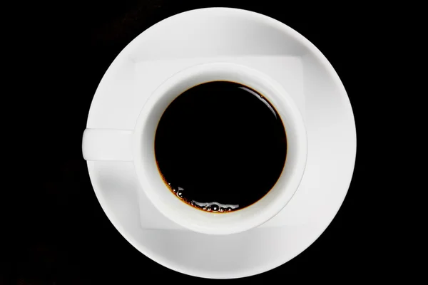 Voir le dessus de la tasse à café noire — Photo