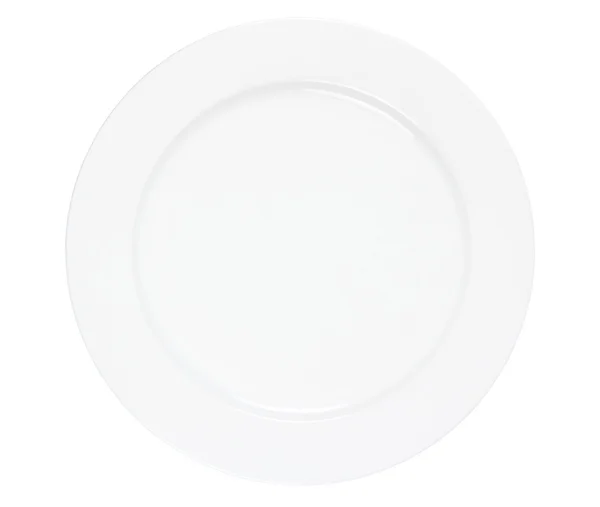 Белая тарелка на белом фоне — стоковое фото