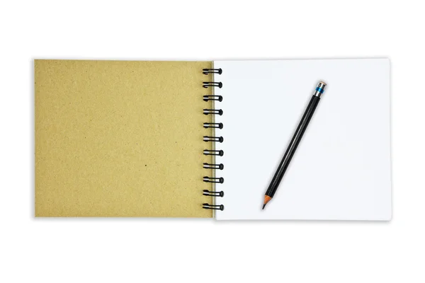 Återvinna anteckningsbok med penna — Stockfoto