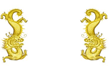 Gold twin dragon clipart