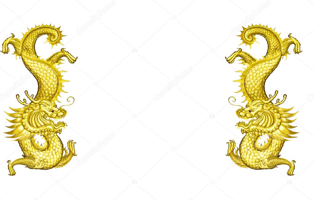 Gold twin dragon