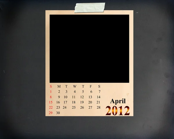 Kalendarz 2012 Kwiecień — Zdjęcie stockowe