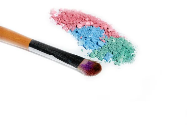 stock image Crushed blush palette with brush