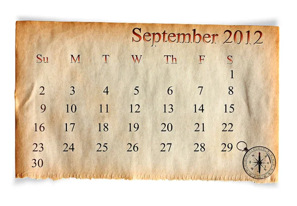 Calendario 2012, septiembre —  Fotos de Stock