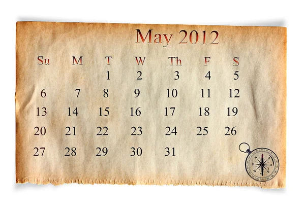 Kalendarz 2012, maja — Zdjęcie stockowe