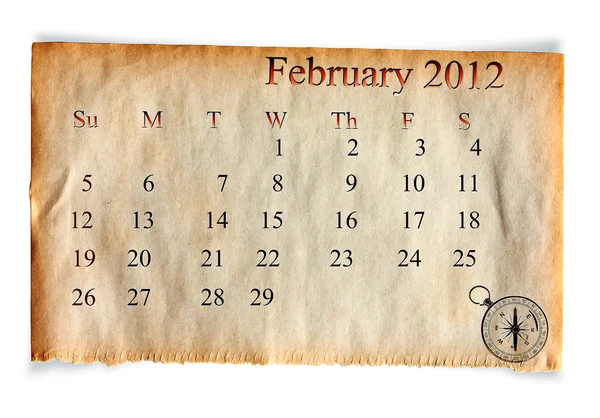 Calendário Fevereiro 2012 , — Fotografia de Stock