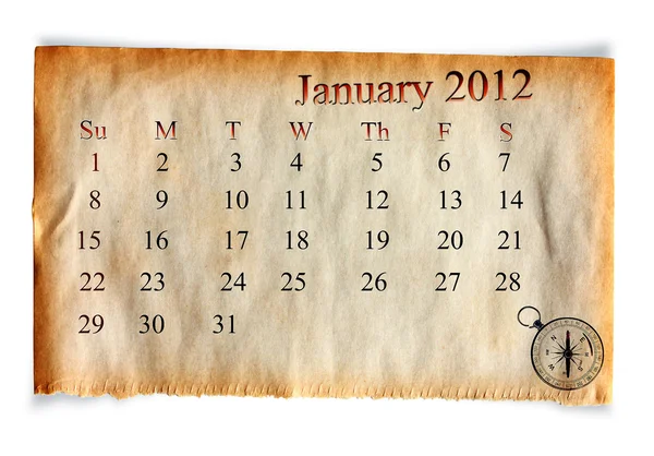 Kalendarz styczeń 2012 — Zdjęcie stockowe
