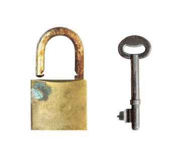 Old lock with old key clipart