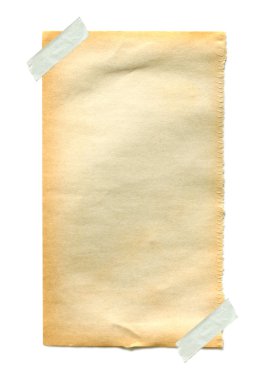 eski bir kağıt beyaz zemin üzerine yapışkan bant ile