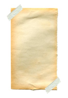 Old paper with sticky tape on white background clipart