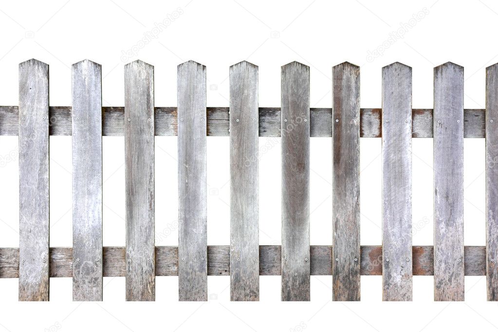 Wood fence on white background