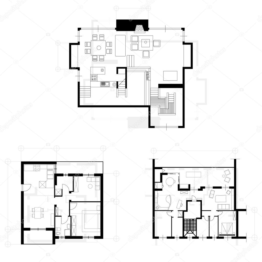 Set of ground floor blueprints