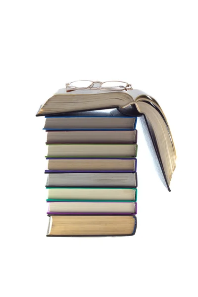 Stack of books and glasses — Stock Photo, Image