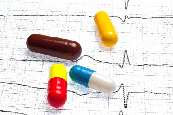 stock image Tablets on cardiogram