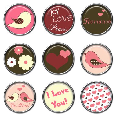 Love Birds 3D Buttons clipart