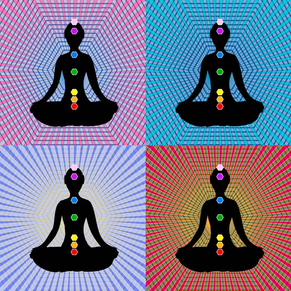 Meditatie silhouet set — Stockvector