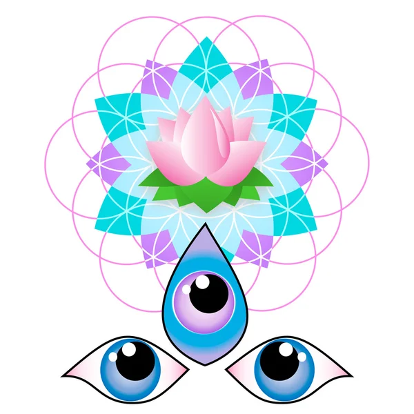 Tercer ojo - Flor de la vida — Vector de stock