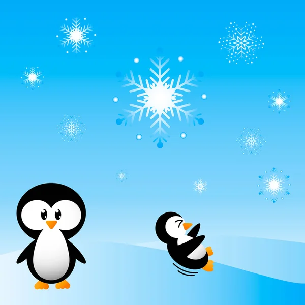 Pingviner i snön — Stock vektor