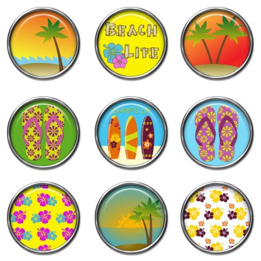 3D Buttons - Beach Life clipart