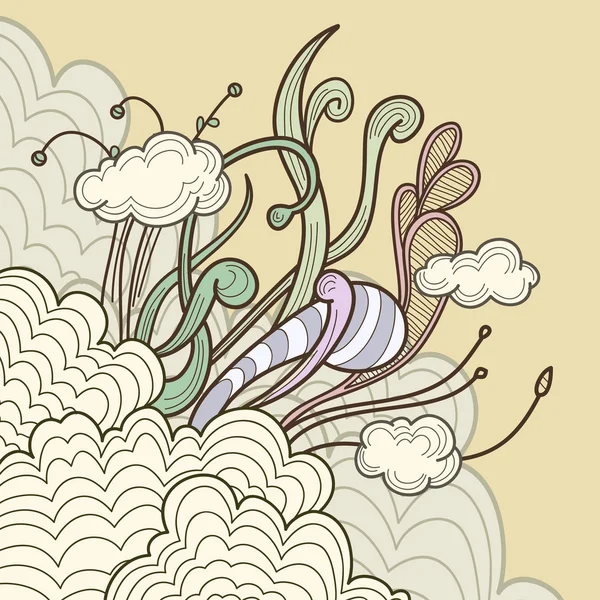 Nubes abstractas con elementos de diseño floral — Vector de stock