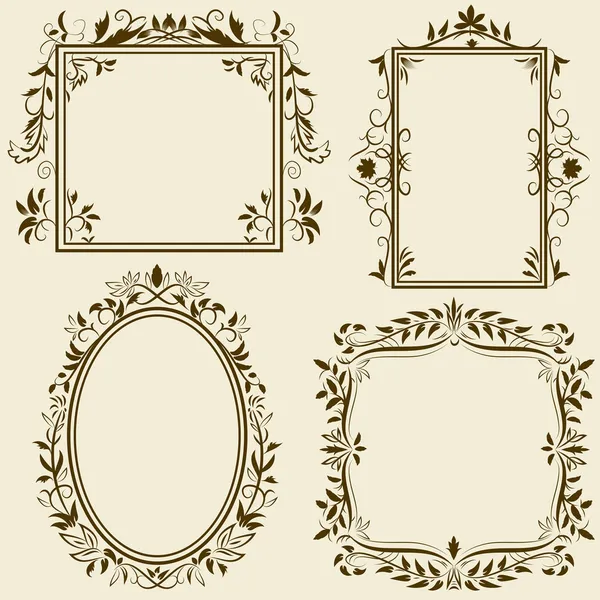 Set of vintage frames with floral ornament Stock Vector