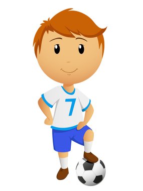 karikatür futbolcu ya da futbol oyuncu topu ile