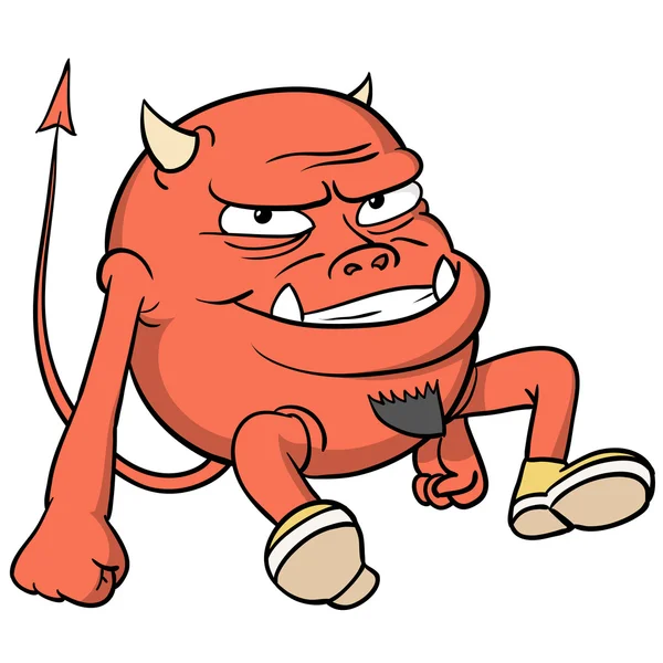 卡通红色恶魔在鞋 免版税图库插图
