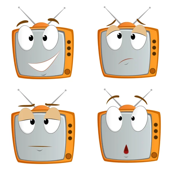 Set di cartone animato tv simbolo emotivo — Vettoriale Stock