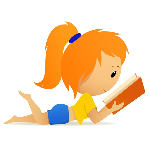 Abbastanza rilassato adolescente lettura libro ragazza — Vettoriale Stock