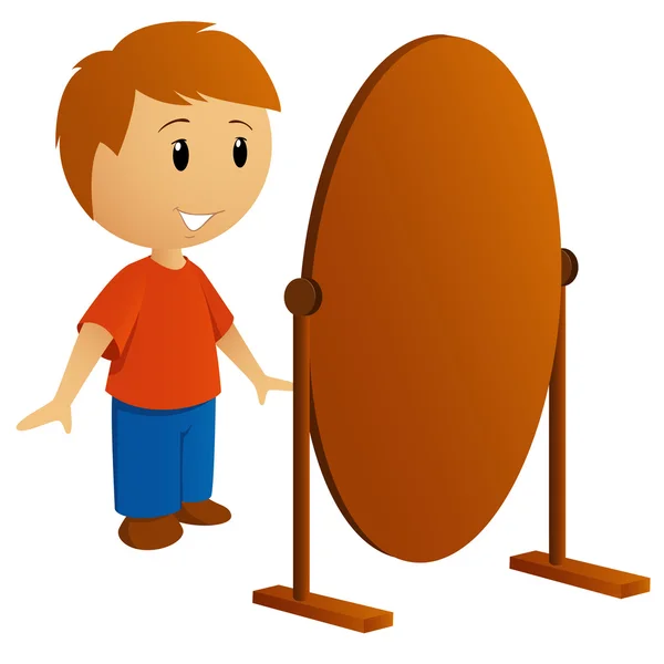 Young man looking in the mirror — Stock Vector