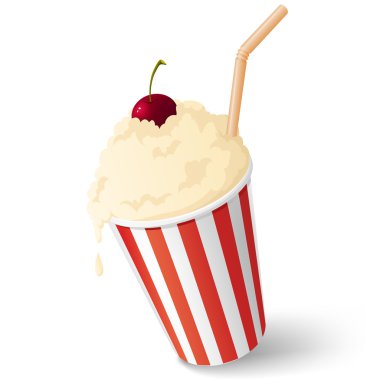 Milk cocktail with cherry clipart