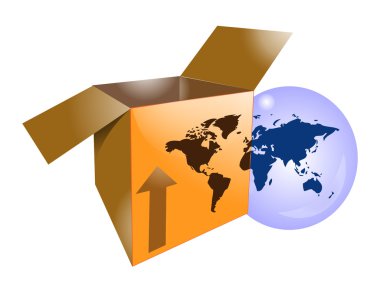 Uluslararası taşımacılık için kelime haritalı karton nakliye kutusu
