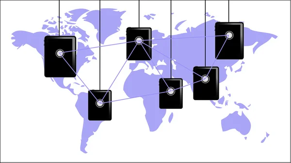 连接全球的平板电脑或智能手机 — 图库矢量图片