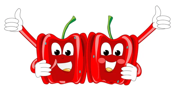两个滑稽的红辣椒拥抱在一起的图例 — 图库矢量图片