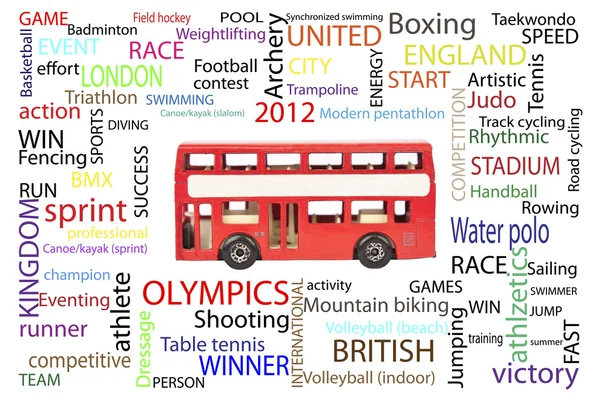 Autobus di Londra con parole sportive — Foto Stock