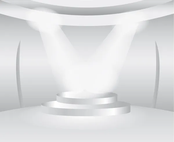 Кругла біла кімната зі сценою для виставкового продукту — стоковий вектор