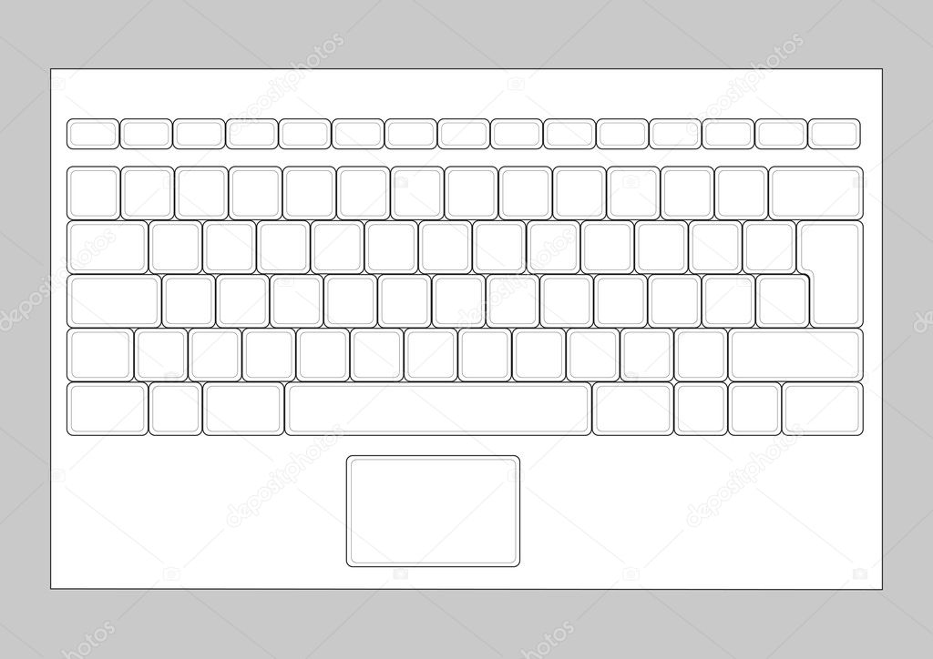 Teclado de computadora con una hoja blanca de metal. ilustración