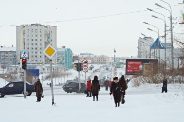 Vorkuta city in winter clipart