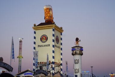 Beer tents at the Oktoberfest. clipart