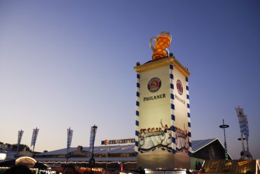 Beer tents at the Oktoberfest. clipart