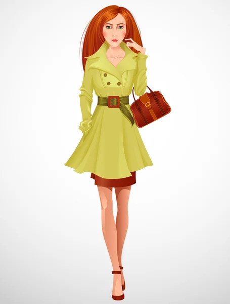 Mujer hermosa con bolsa de compras — Vector de stock